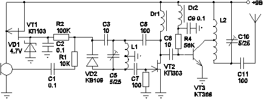 Радиомикрофон ЧМ 65...108 MHz